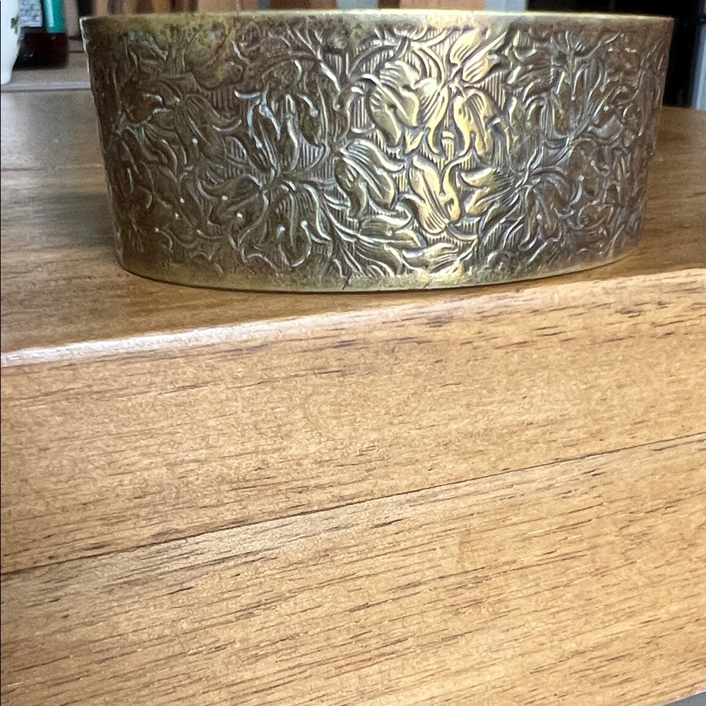 Vintage Floral etched copper cuff made in Mexico